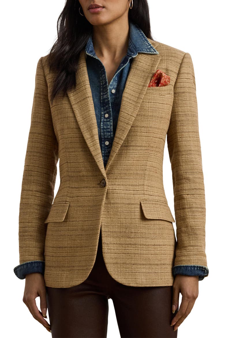 Tweed Blazer, Main, color, NEW TAN/ BROWN MULTI