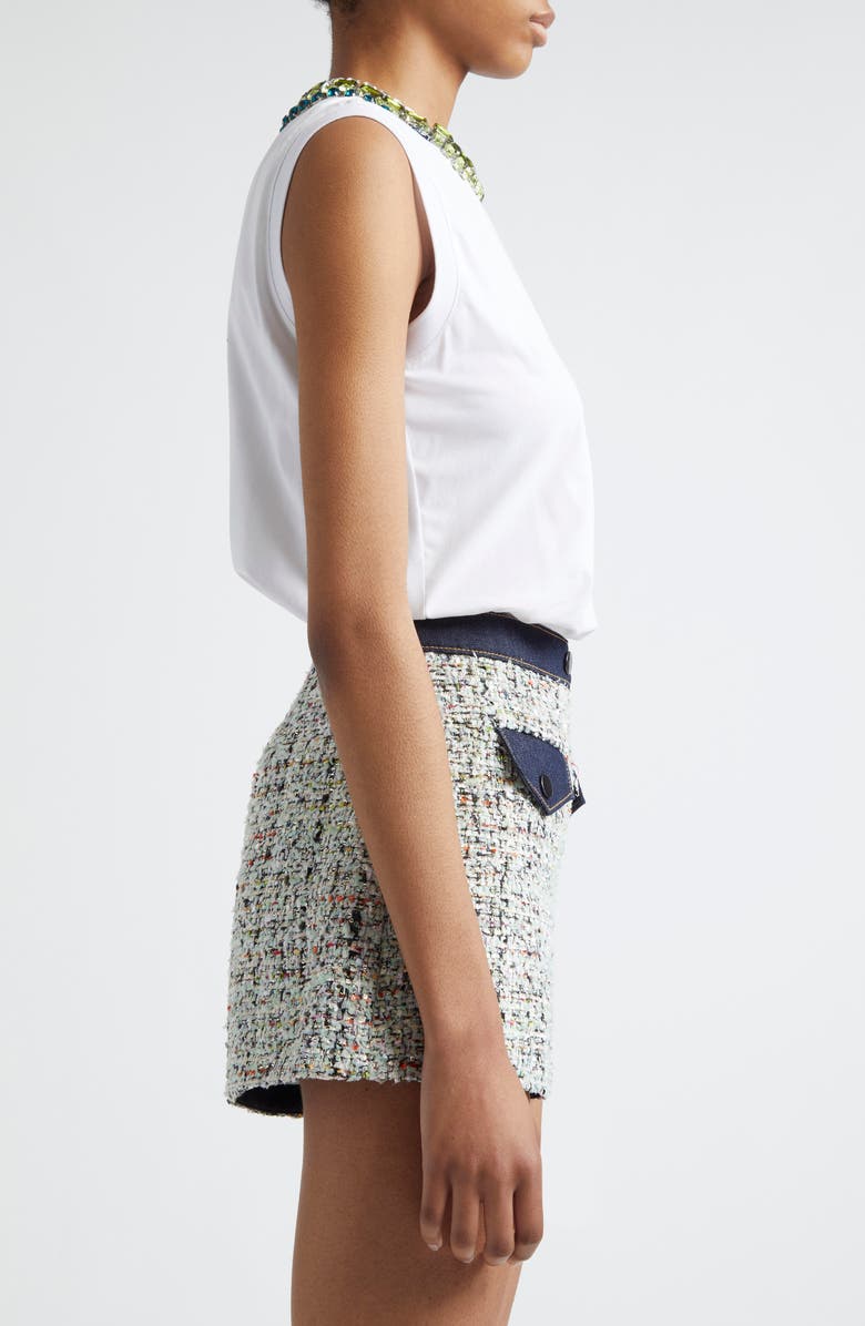 Cinq à Sept Crystal Detail Cotton Tank, Alternate, color, White/ Multi