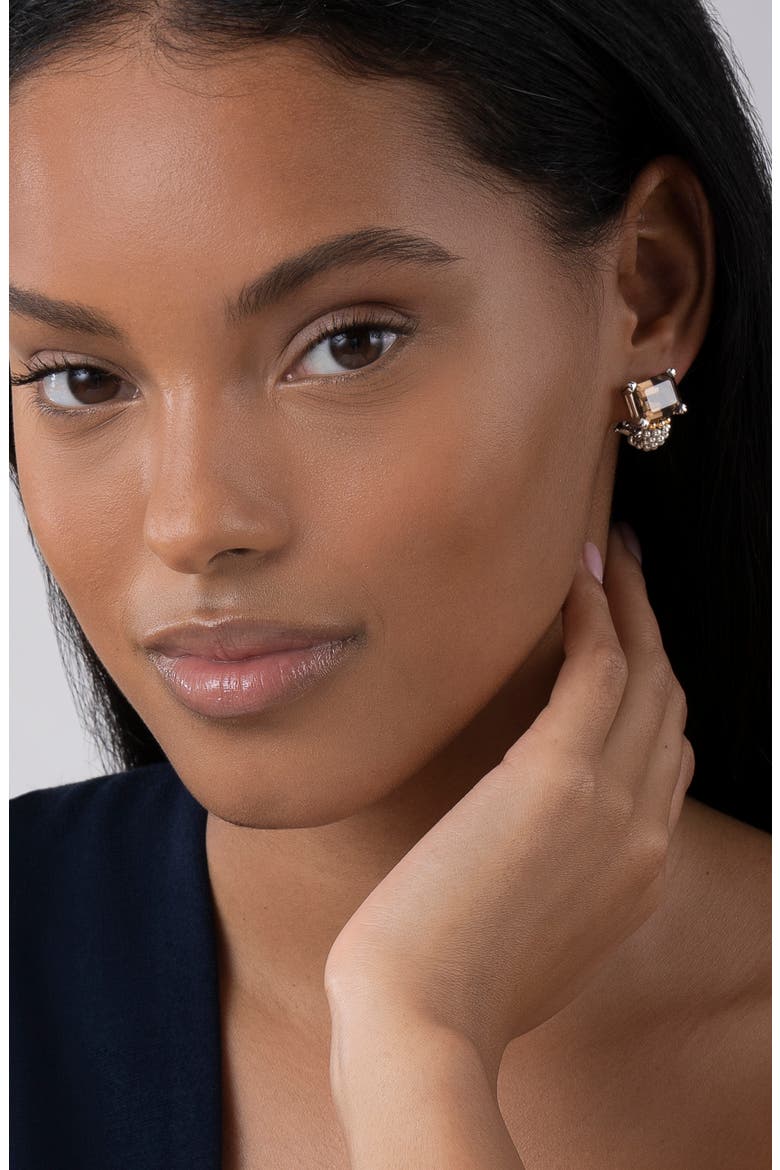Glacier Smoky Quartz Half Hoop Earrings, Alternate, color, SMOKEY QUARTZ