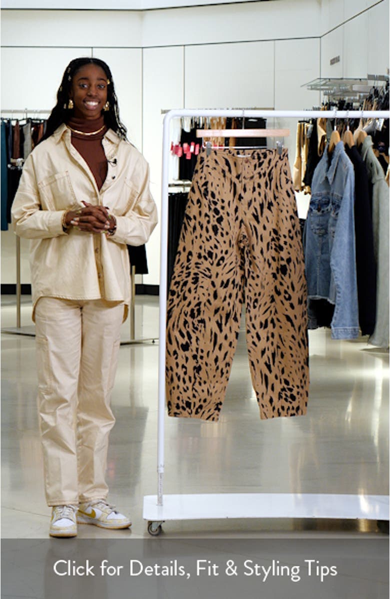 Leopard Print Barrel Leg CottonPants, sales video thumbnail