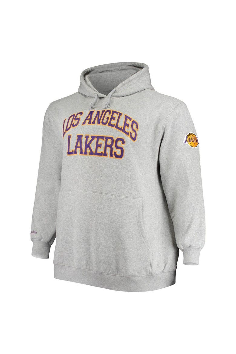 Men's Mitchell & Ness Shaquille O'Neal Heathered Gray Los Angeles Lakers Big & Tall Name & Number Pullover Hoodie, Alternate, color, Heather Gray