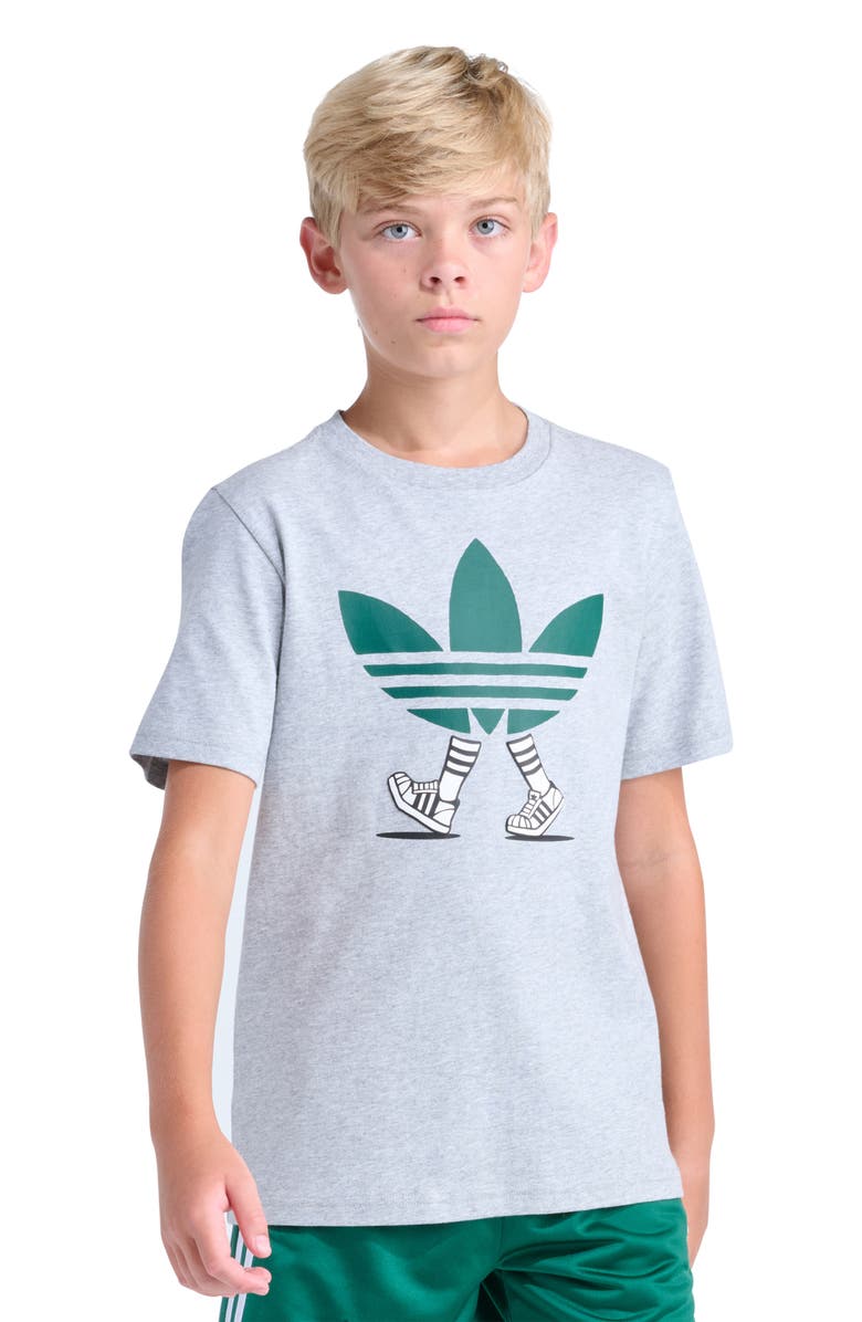 adidas Originals Kids' Walking Trefoil Graphic T-Shirt, Main, color, Grey Heather