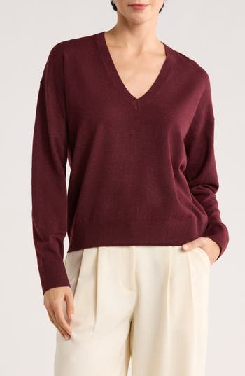 Nordstrom Rack V-neck Pullover Sweater In Burgundy