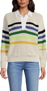 Lands' End Drifter Rugby with Woven Collar Sweater