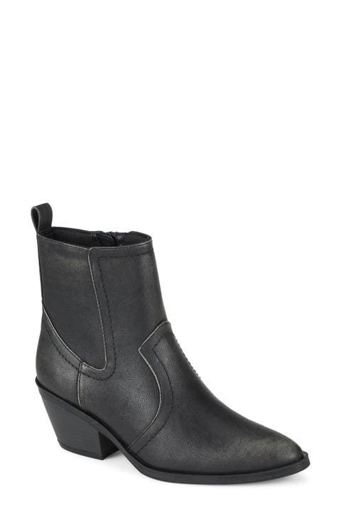 Dainah Croc Embossed Faux Leather Western Bootie