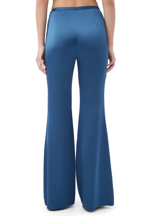 Trina Turk Anmitsu Satin Flare Leg Pant In Blue