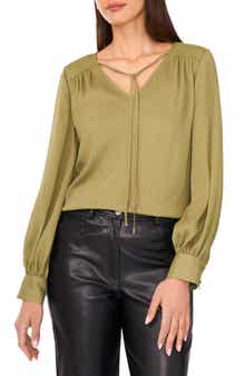 Vince Camuto Split Neck Satin Top
