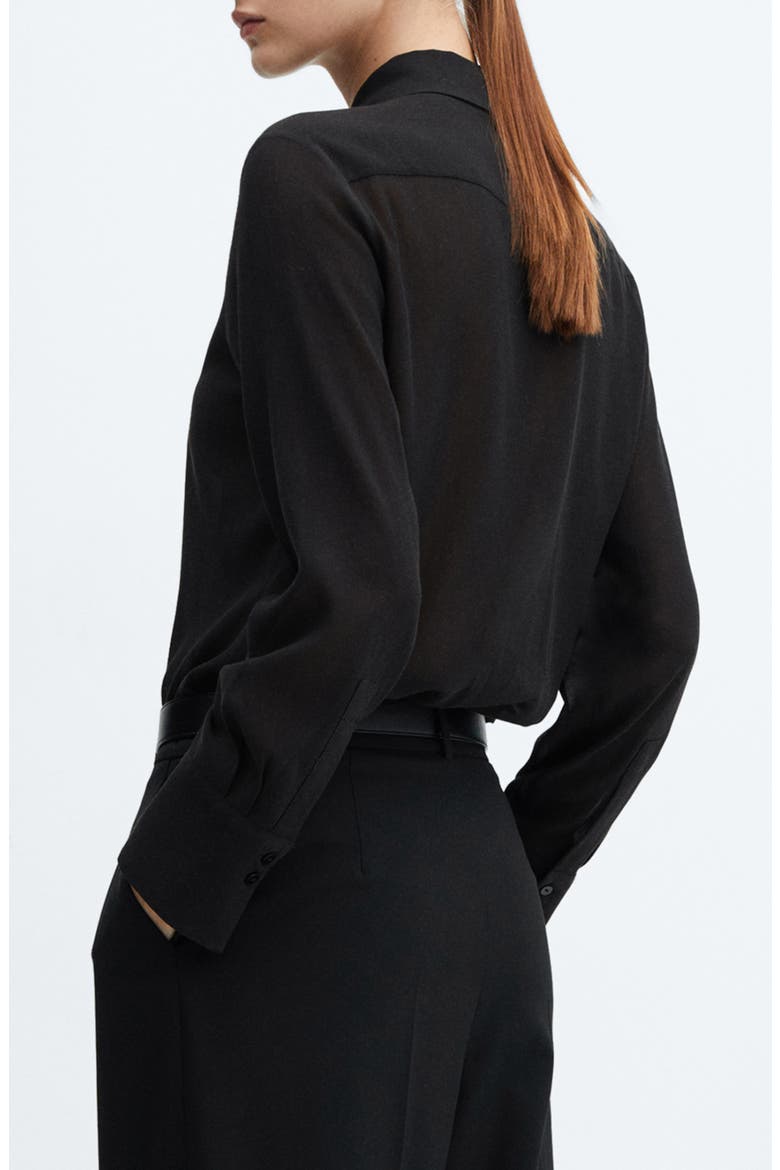 Swallowtail Collar Button-Up Shirt, Alternate, color, BLACK