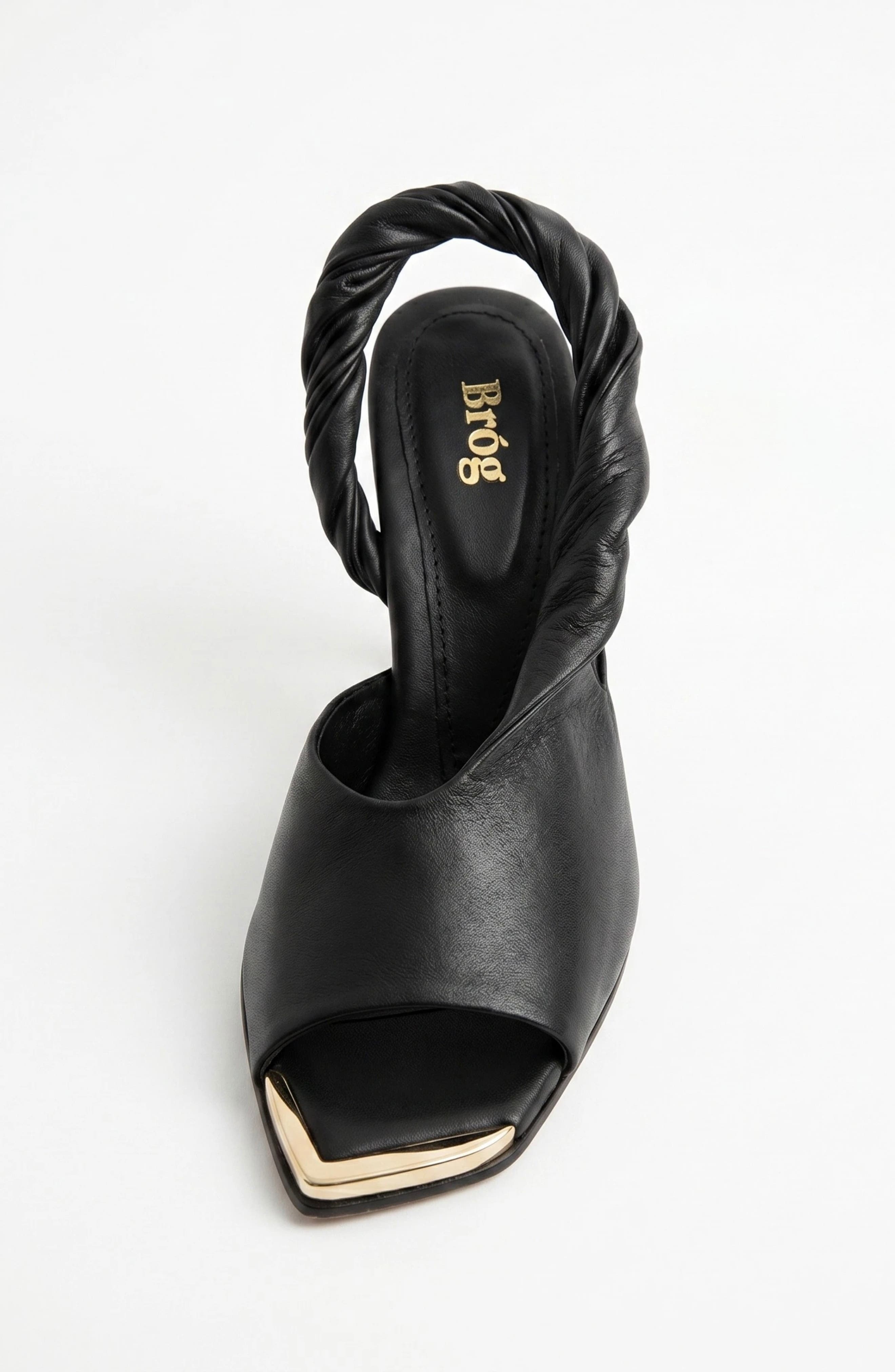 Bróg Orla Twisted Strap Slingback Cone Heel Jet Black, Alternate, color, Jet Black