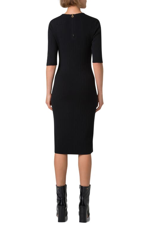 Shop Akris Mixed Stitch Silk & Cotton Blend Sweater Dress In Black