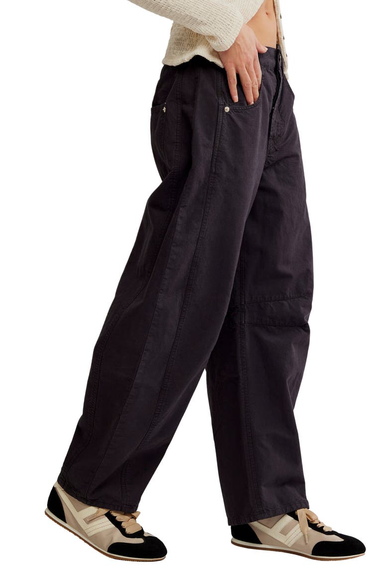 Good Luck Barrel Leg Pants, Alternate, color, BLACK