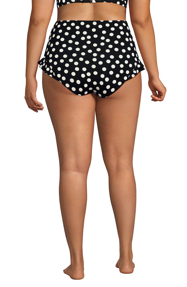 Lands' End Ruffle High Waisted High Leg Bikini Bottoms, Alternate, color, 