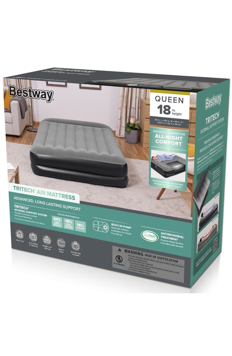 Bestway Tritech 18" Queen Air Mattress W/ Builtin Ac Pump, Alternate, color, 