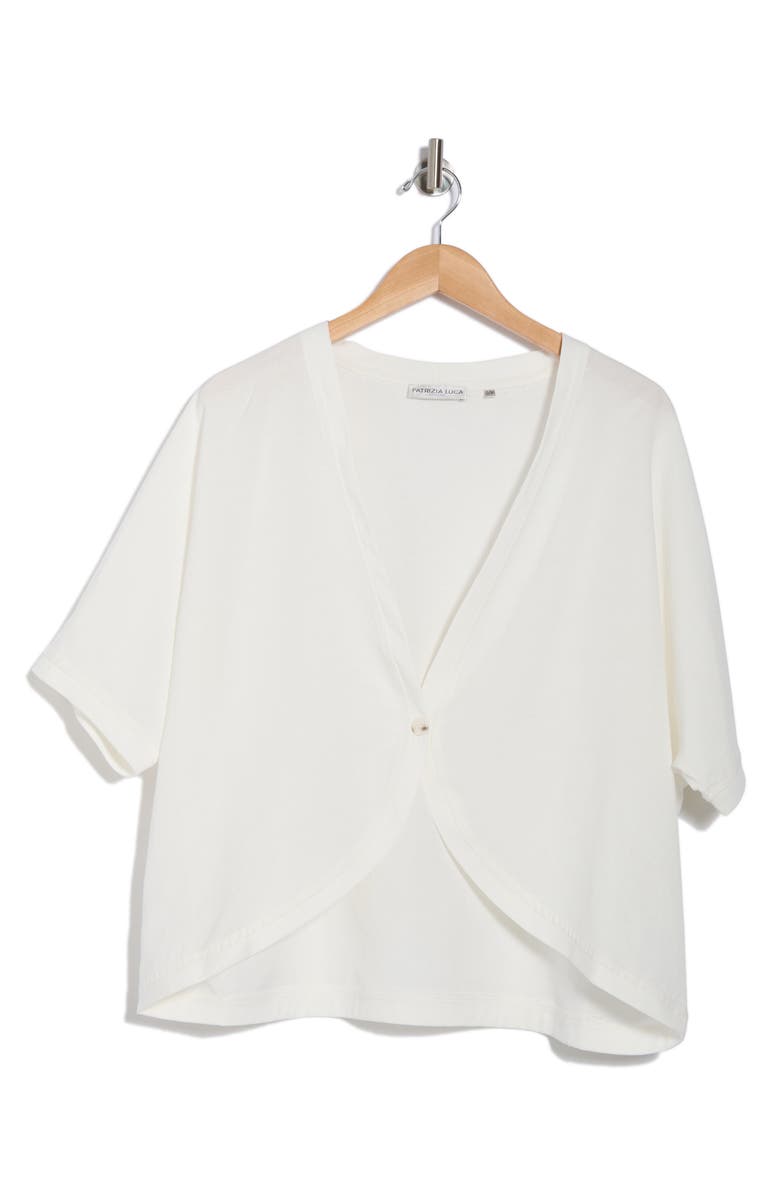 PATRIZIA LUCA Single Button Short Sleeve Cardigan, Alternate, color, Off White