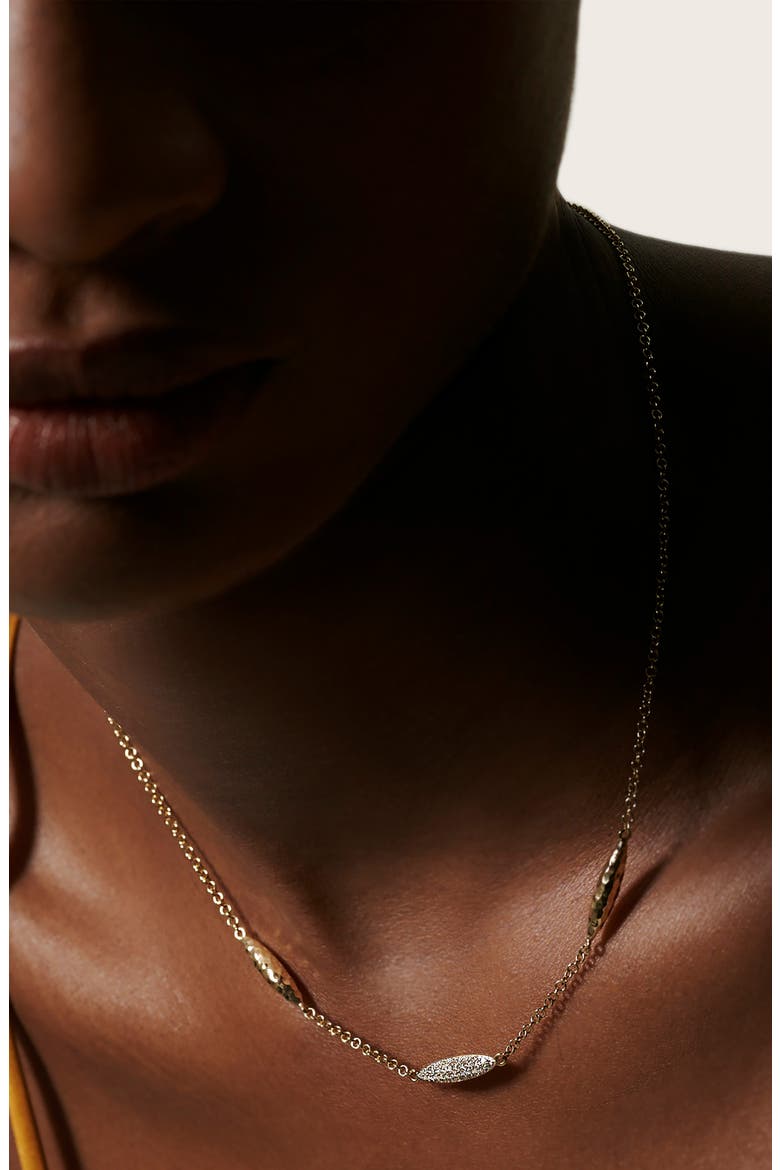 Classic Chain Hammered Spear 18K Gold & Diamond Necklace, Alternate, color, GOLD