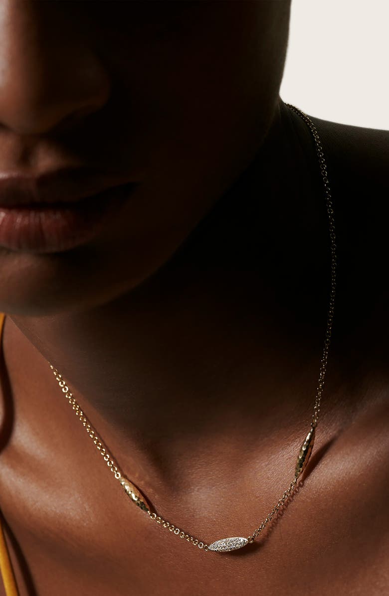 John Hardy Classic Chain Hammered Spear 18K Gold & Diamond Necklace, Alternate, color, 