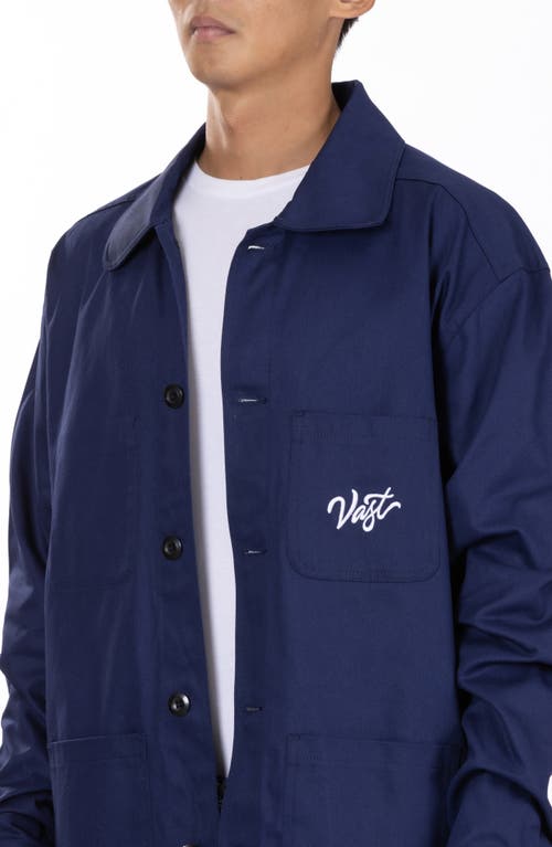 Vast Relaxed Fit Twill Workwear Jacket In Navy