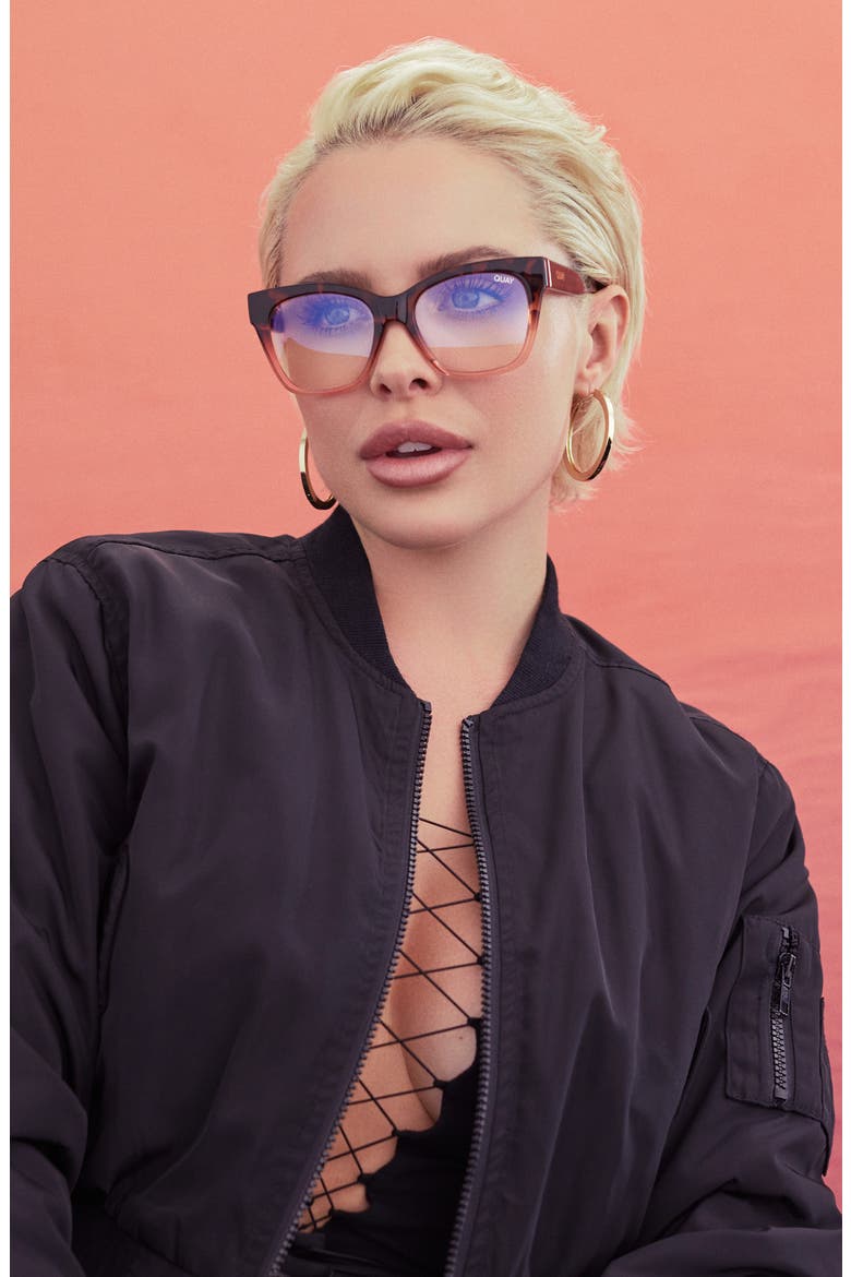 After Hours 51mm Blue Light Blocking Glasses, Alternate, color, TORT CORAL / BLUE LIGHT LENS