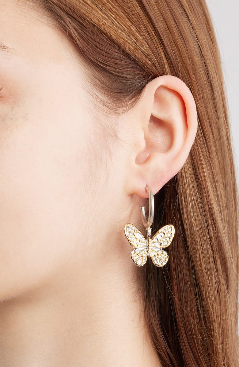 VIDAKUSH Duotone Butterfly Charm Hoop Earrings, Alternate, color,