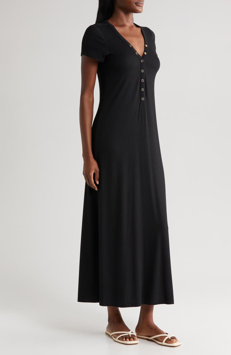 Robin Piccone Amy Rib Cover-Up Dress, Alternate, color, Black