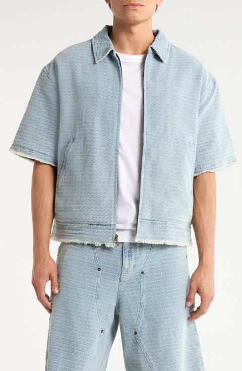 Cotton Blend Zip Front Shirt