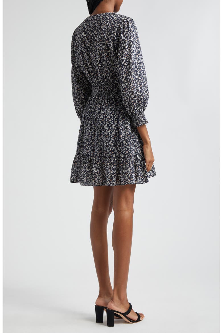 Katari Floral Smocked Cotton Minidress, Alternate, color, NAVY MULTI