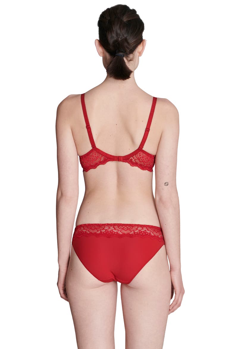 Caresse Underwire Plunge Bra, Alternate, color, TANGO RED