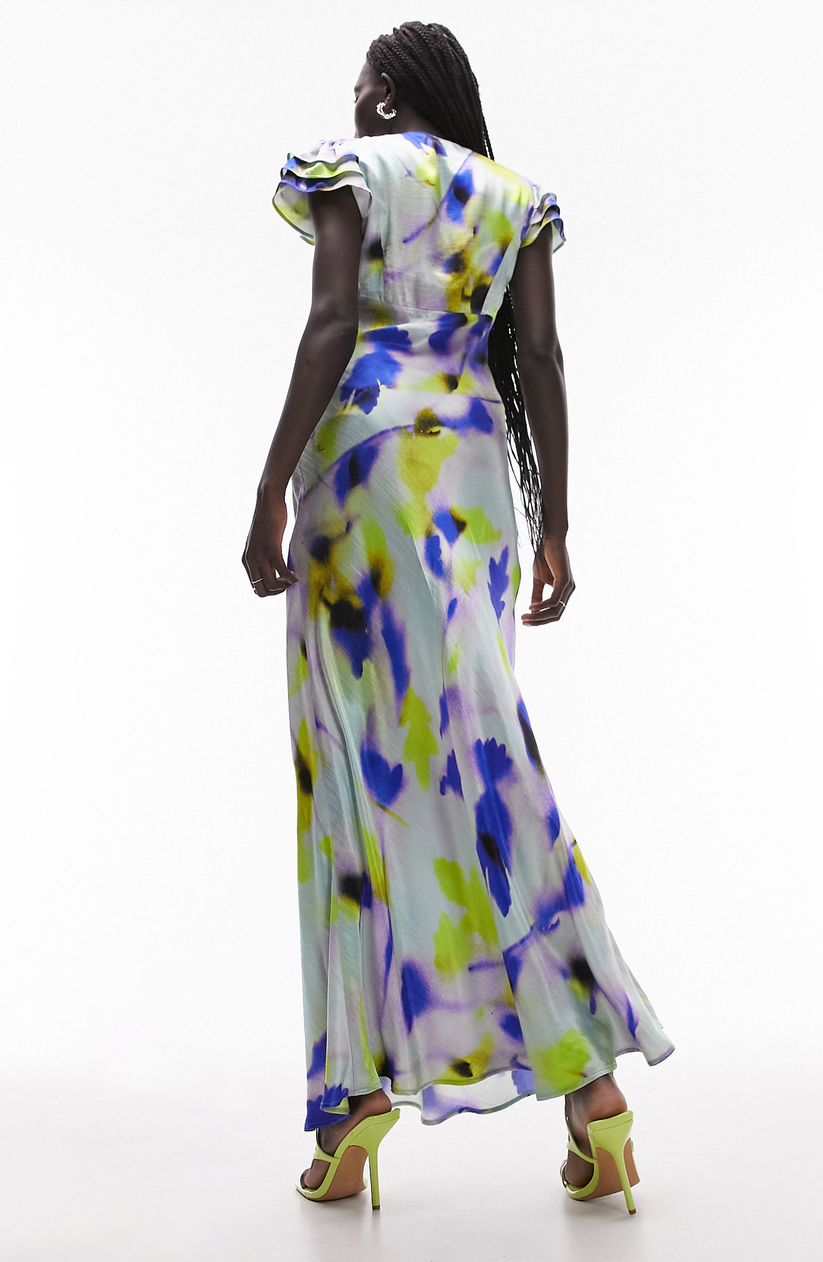 Print Ruffle Sleeve Maxi Dress - image 2