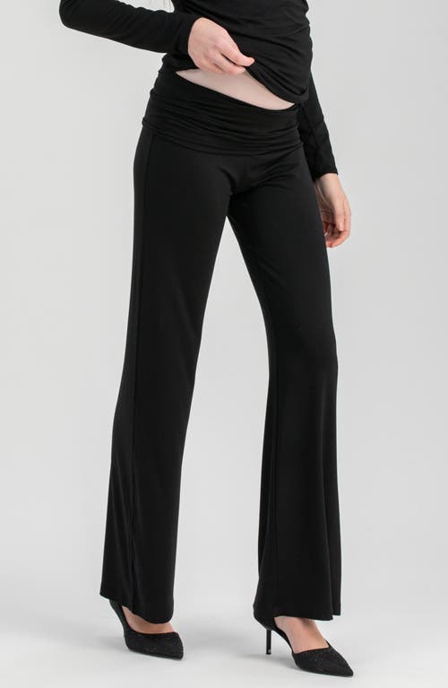 Pietro Brunelli Maternity Maternity Travis Trousers With Ruched Waist And Flared Fit In Black
