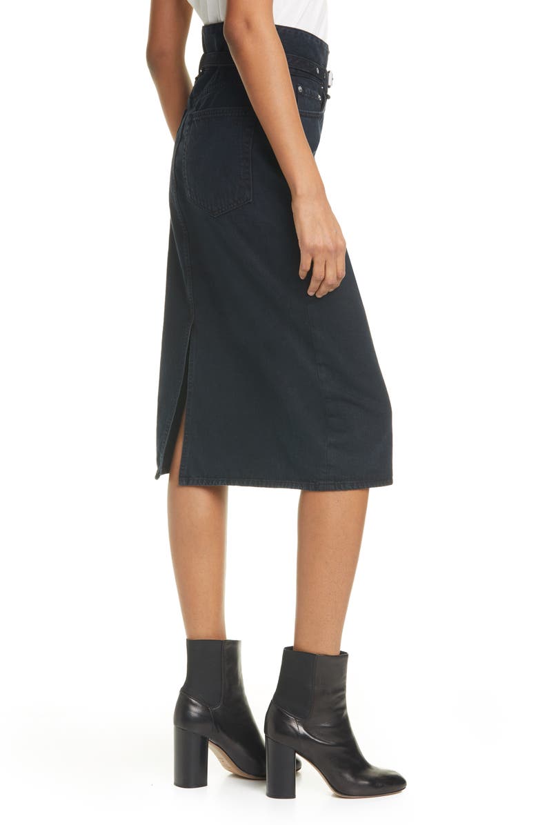 rag & bone Paperbag Waist Denim Midi Skirt, Alternate, color, 