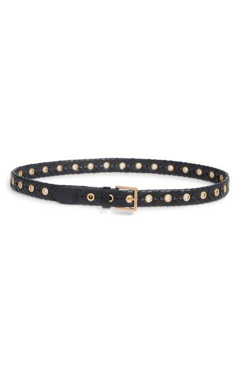 Eyelet Woven Leather Belt