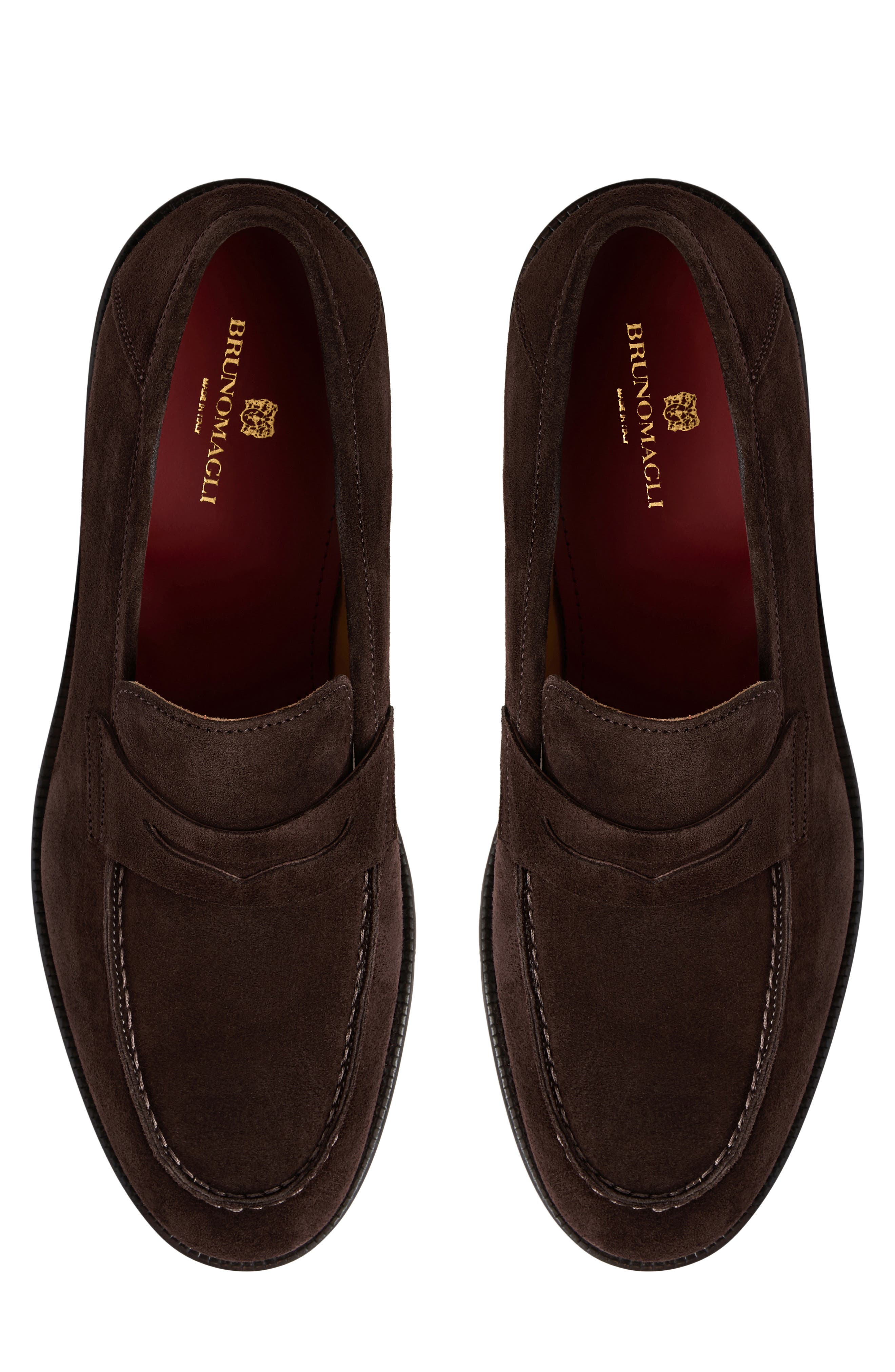 Zeri Leather Penny Loafer, Alternate, color, DARK BROWN SUEDE