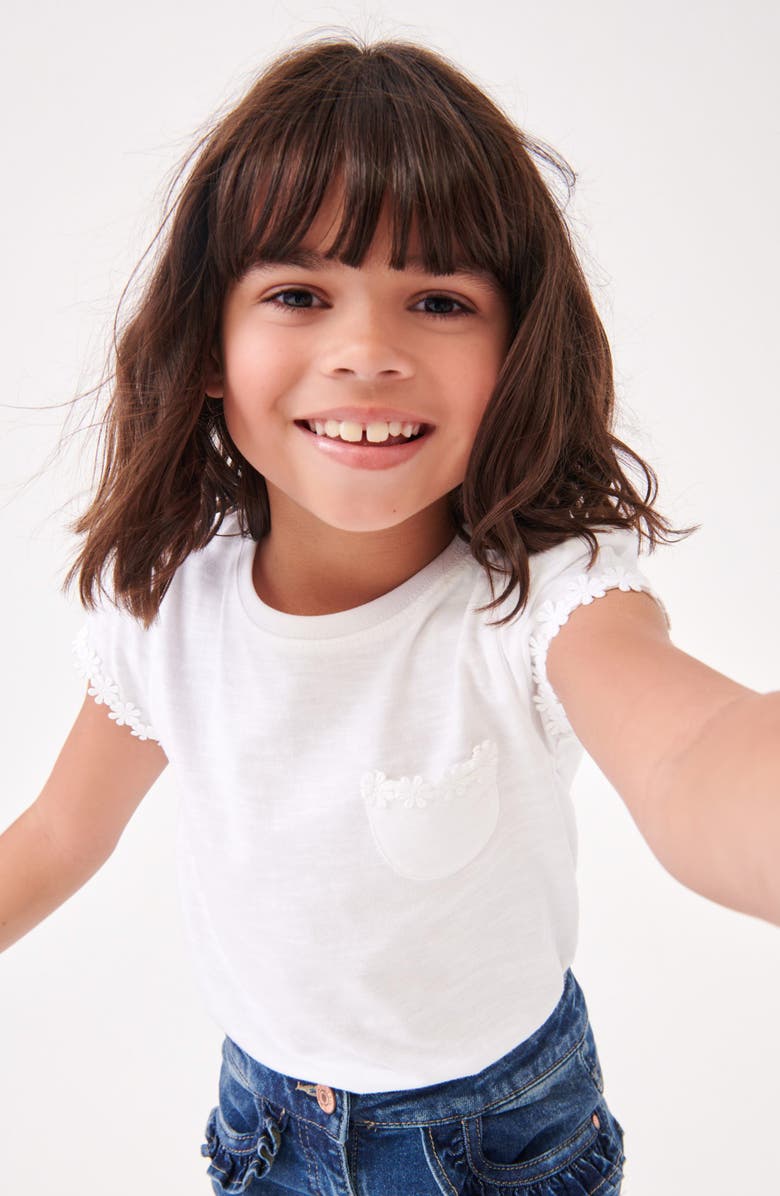 NEXT Kids' Daisy Embroidered Cotton Pocket T-Shirt, Alternate, color, 