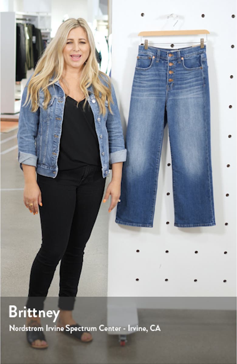 High Waist Button Fly Slim Wide Leg Jeans, sales video thumbnail