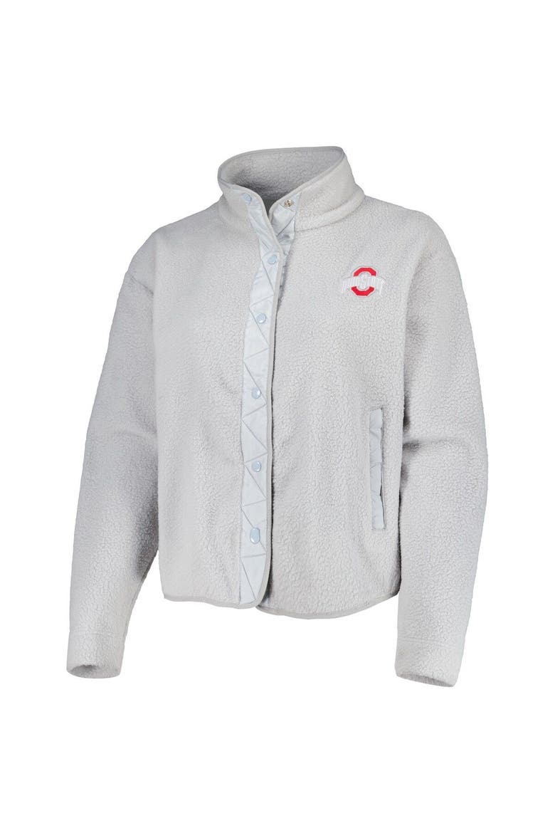 Women's Gray Ohio State Buckeyes Wheelhouse Sherpa Full-Snap Jacket, Alternate, color, Gray