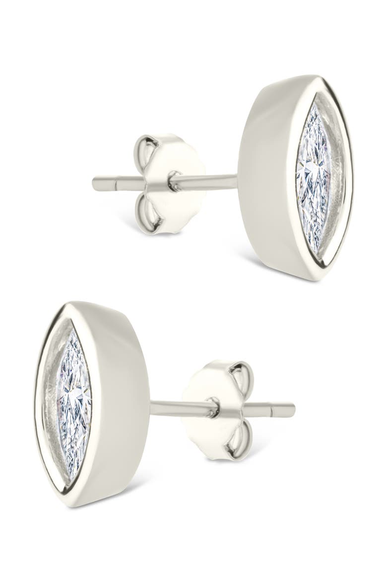 Marquise-Cut Cubic Zirconia Stud Earrings, Alternate, color, SILVER