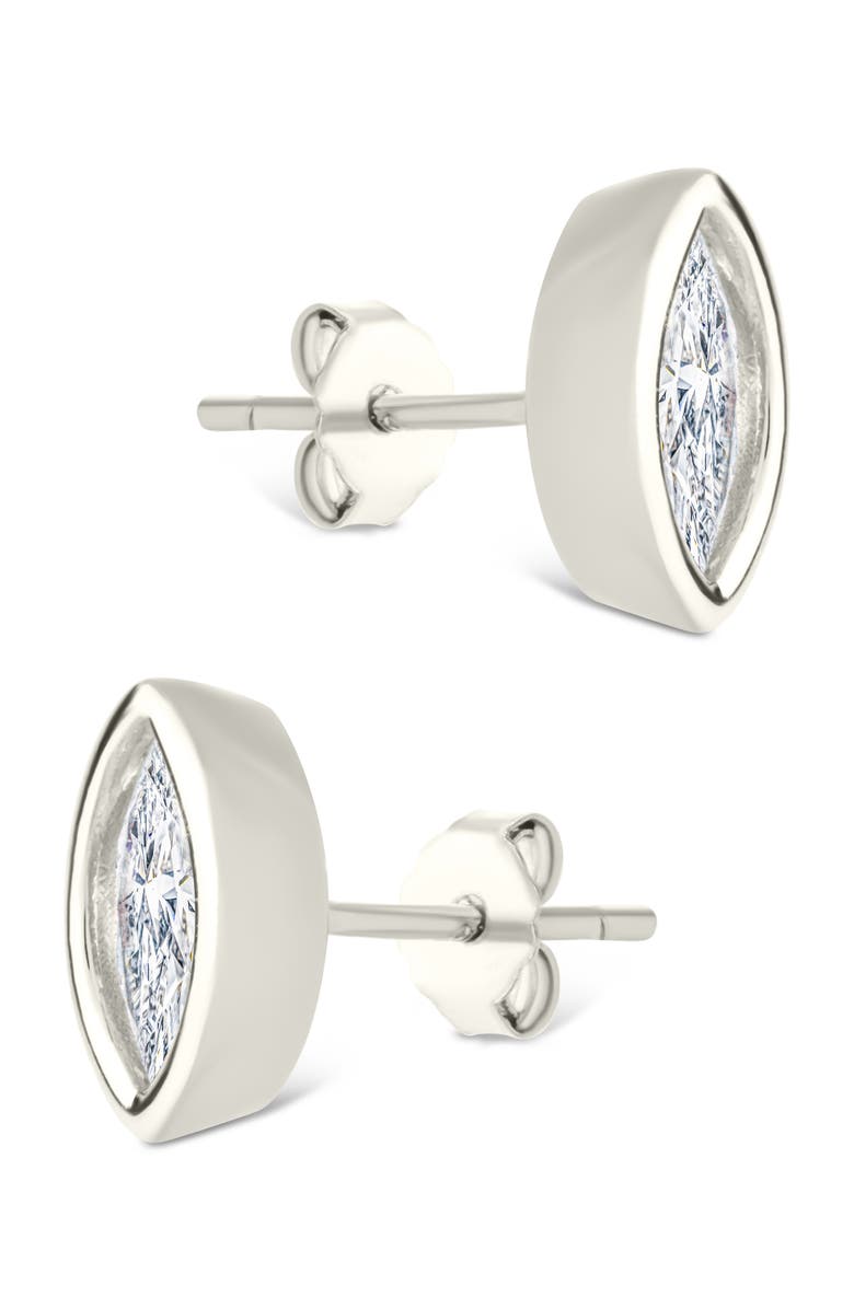 Sterling Forever Marquise-Cut Cubic Zirconia Stud Earrings, Alternate, color, Silver