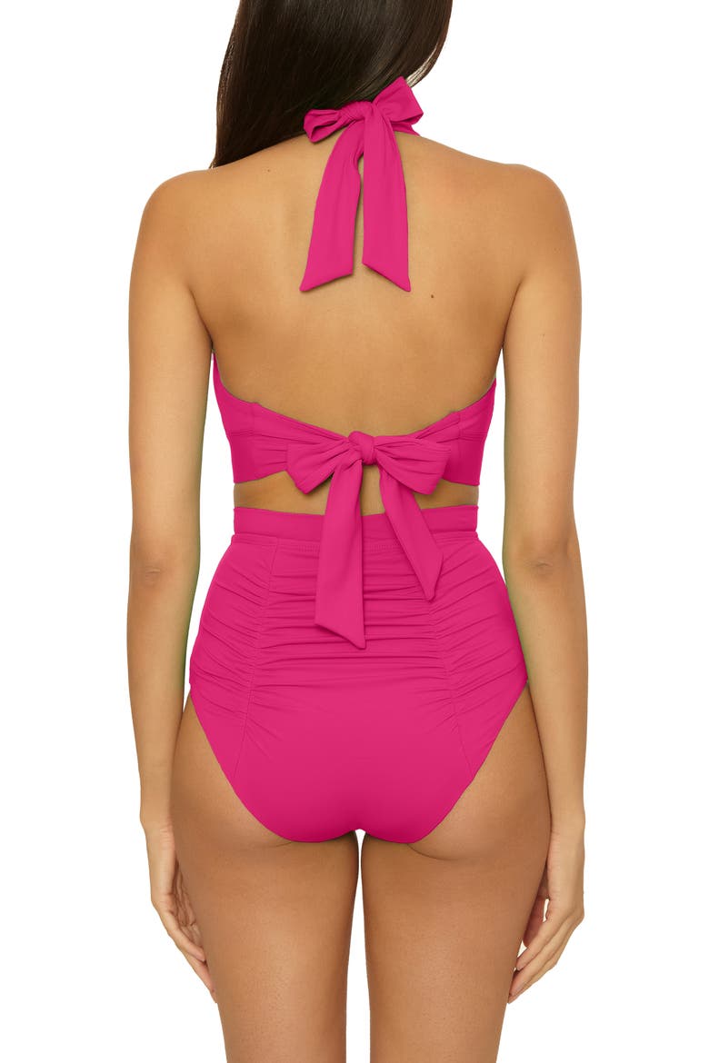 Sun Goddess Halter Bikini Top, Alternate, color, HOT PINK