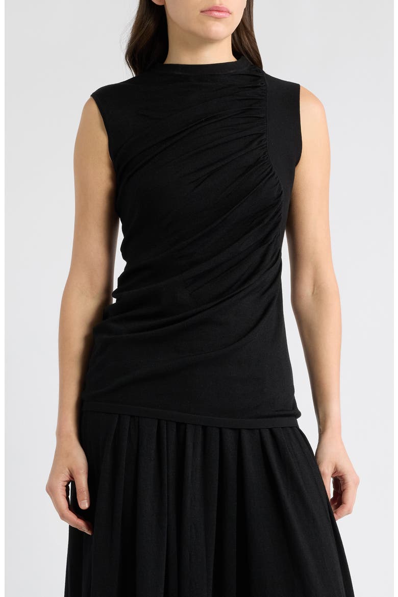 Semisheer Ruched Top, Main, color, BLACK