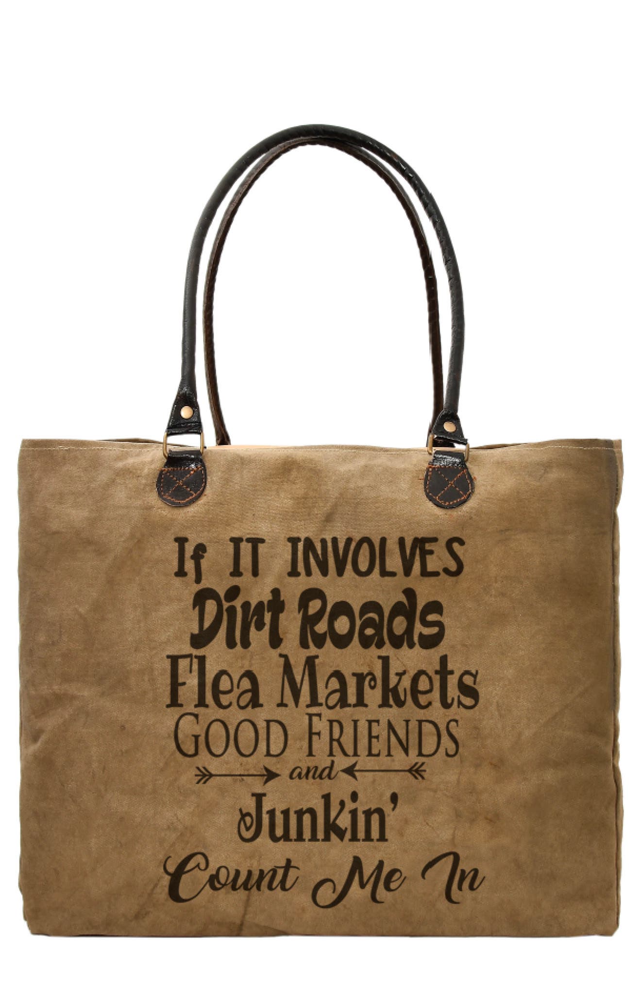 VINTAGE ADDICTION Dirt Roads Recycled Tent Market Tote, Main, color, 