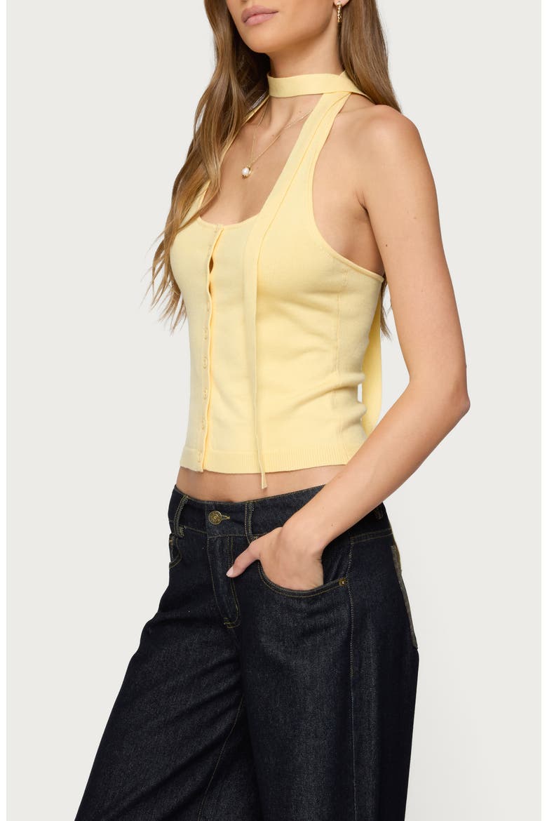 Knit Halter Top & Scarf Set, Alternate, color, YELLOW
