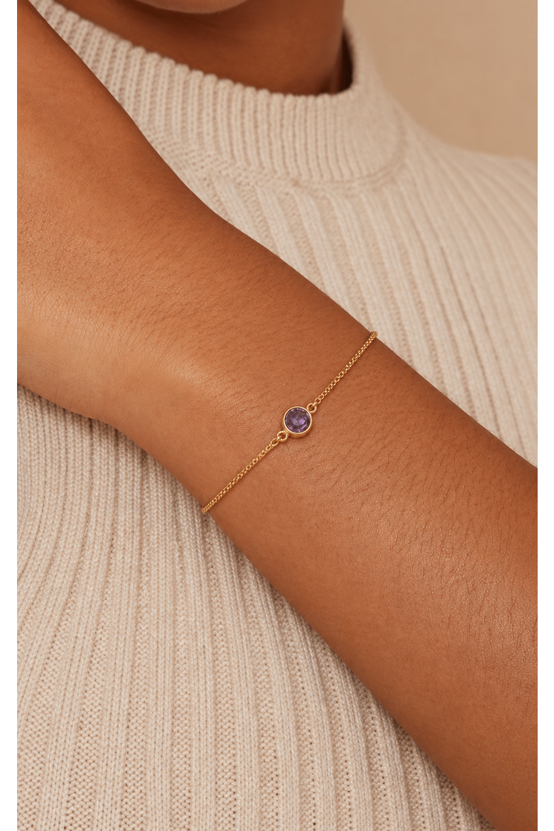 Amethyst glow 18k gold plated sterling silver stackable bracelet, Alternate, color, Purple