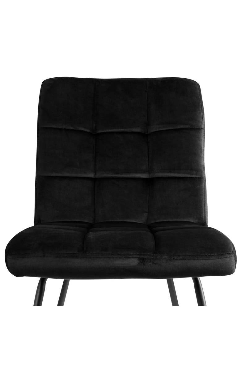 Elama 2 Piece Velvet Tufted Accent Chairs with Metal Legs, Alternate, color, Black