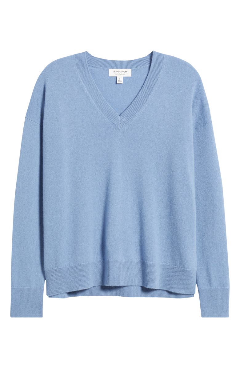 Nordstrom V-Neck Cashmere Sweater, Alternate, color, Blue Bel Air