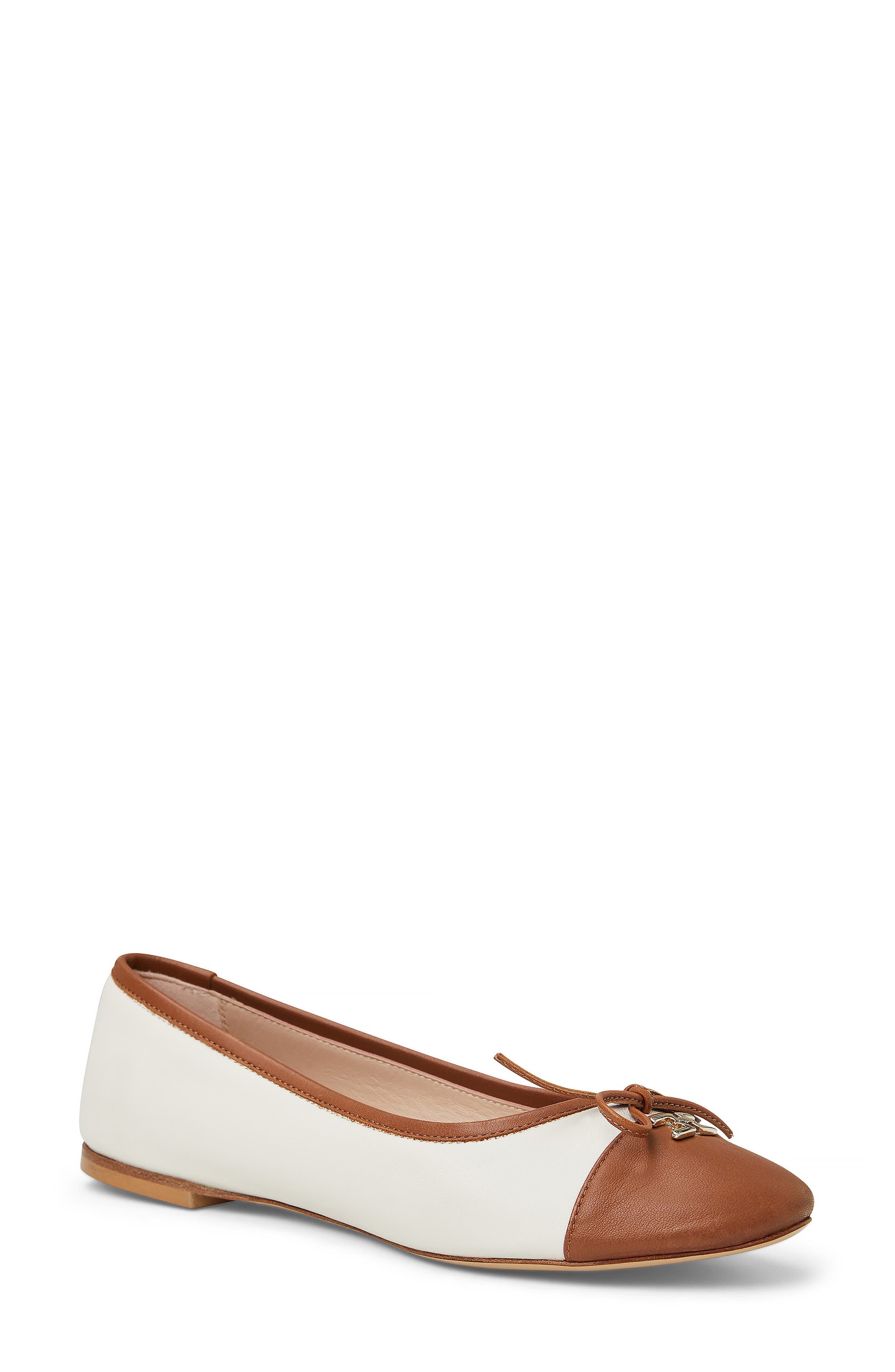 Donatella Cap Toe Ballet Flat, Main, color, BROWN/ CREAM