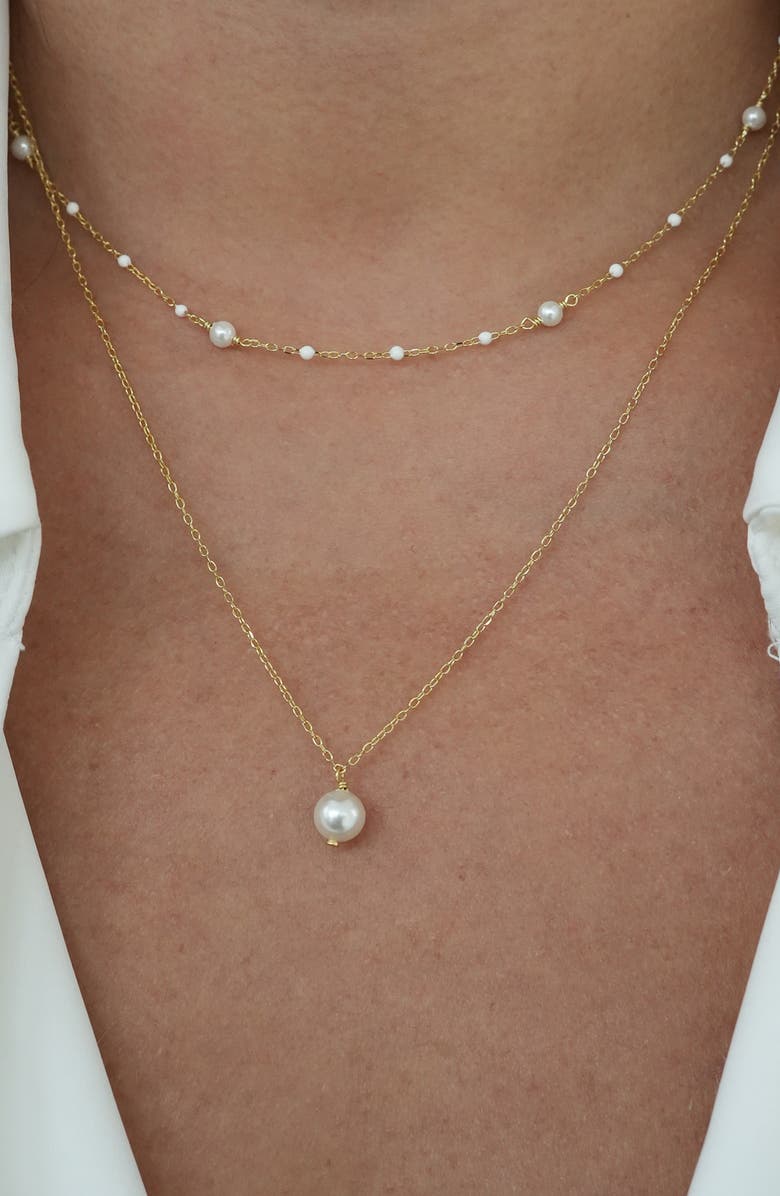 Argento Vivo Sterling Silver Faux Pearl & Bead Chain Necklace, Alternate, color, Gold