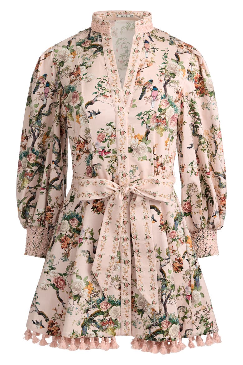 Lucy Floral Print Tie Waist Minidress, Alternate, color, SUNSET GROVE ENGLISH ROSE