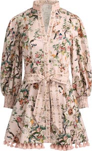 Alice + Olivia Lucy Floral Print Tie Waist Minidress