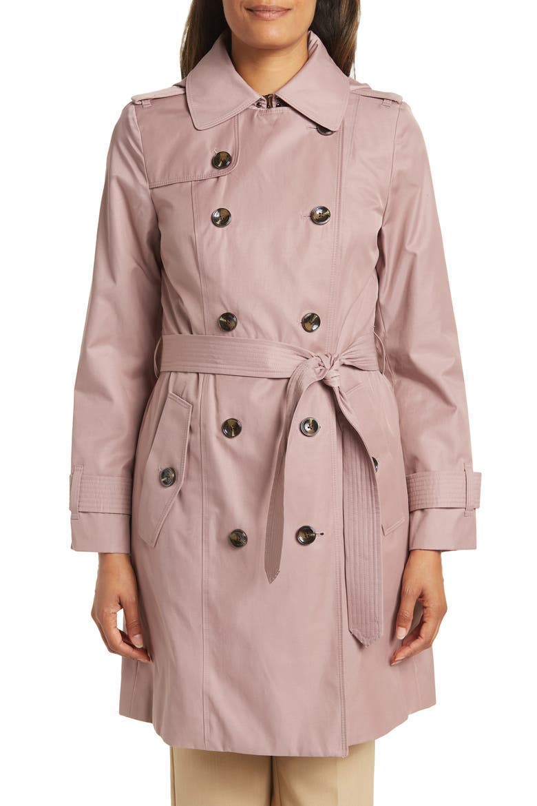 Belted Double Breasted Trench Coat, Alternate, color, HEATH
