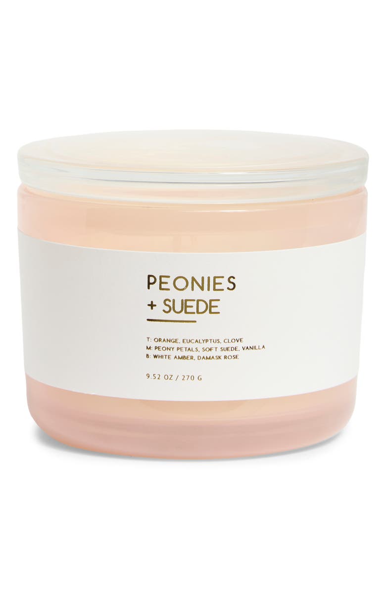 PORTOFINO CANDLES Peony & Suede Artisan Scented Candle, Main, color, Peony N Suede